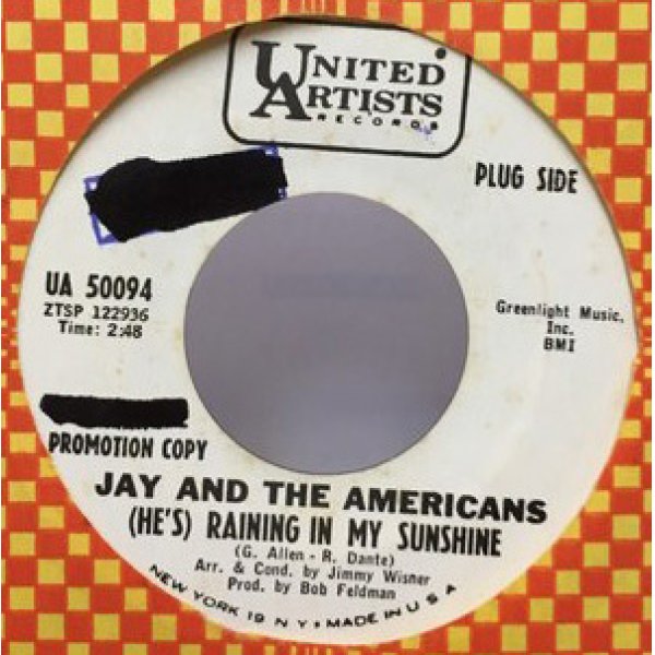 画像1: JAY AND THE AMERICANS/RAINING IN MY SUNSHINE シングルレコード