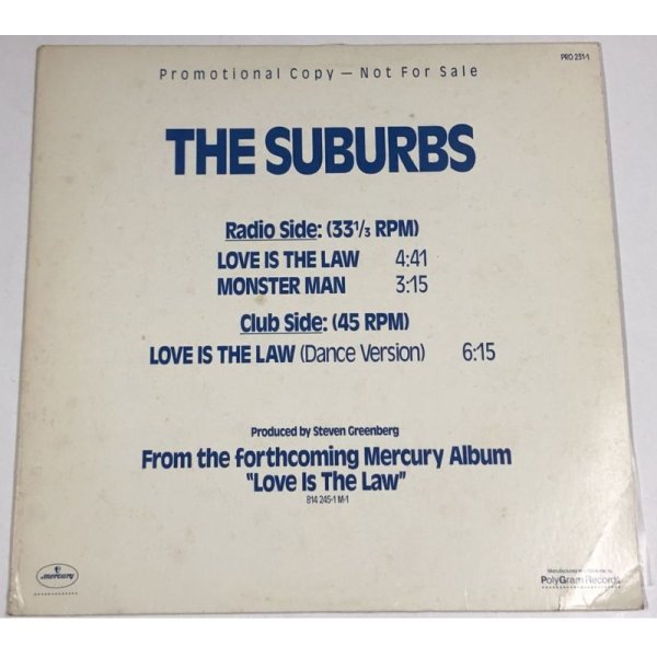 画像1: THE SUBURBS LOVE IS THE LAW / MONSTER MAN ザ・サバーブス 12インチレコード