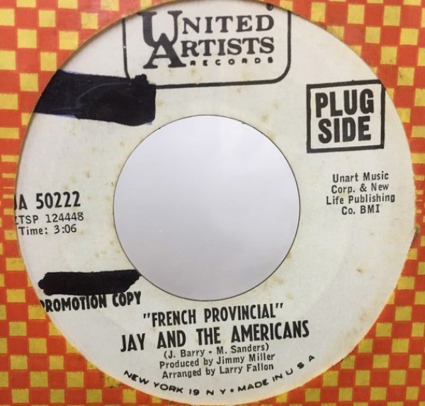 画像1: JAY AND THE AMERICANS/FRENCH PROVINCIAL シングルレコード (1)